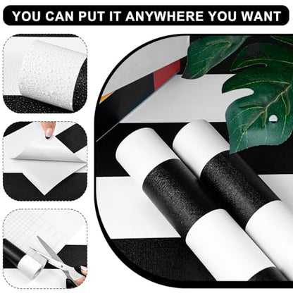 Black and White Striped Peel and Stick Wallpaper 17.3"x80" - color: Black, size: 17.3" x 80"