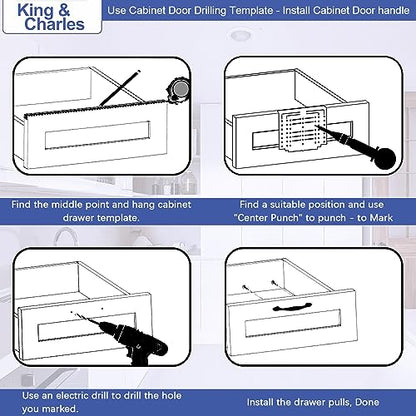 King&Charles Multi Cabinet Hardware Template&Center Punch/Handle Knob Pull - size: Multiple Align Sizes
