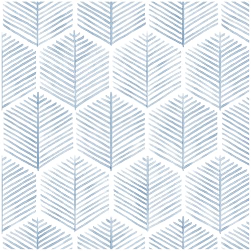 OSECAGE Geometric Peel and Stick Wallpaper Blue Contact Paper 17.3''×393'' - color: Blue, size: 17.3" x 393"