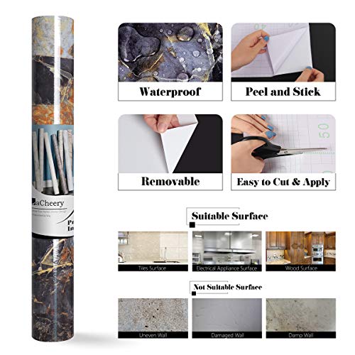 LACHEERY Sapphire Look Marble Contact Paper for Countertops Decorative Self Adhesive Wall Paper Roll Removable Marble Peel and Stick Wallpaper for Kitchen Cabinets Liners Backsplash Table 15.8"x80" - size: 15.8" x 80"