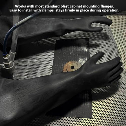 Heavy Duty Sandblasting Gloves Rubber Gloves for Sandblaster Protective Safety Work Black Striped Glove - color: Black 27.5" Gloves