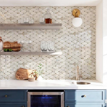 STICKGOO 10 Sheets Peel and Stick Backsplash Tiles, Glossy Pandora Marble - color: Glossy Pandora Marble