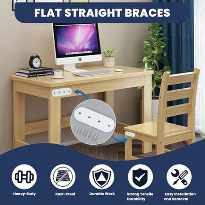 Alise 4 Pcs White Flat Mending Plates for Wood Furniture,100x38mm - color: White Finish, size: 100mmX38mm