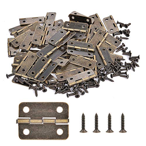 100Pcs Mini Antique Brass Hinges for Jewelry Box Bird House Handmade Crafts - color: Bronze
