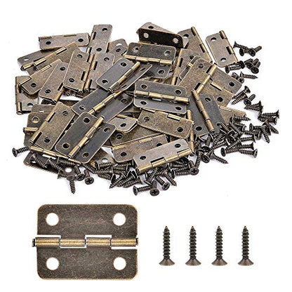 100Pcs Mini Antique Brass Hinges for Jewelry Box Bird House Handmade Crafts - color: Bronze