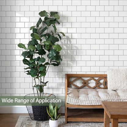 10-Sheet Thick Peel and Stick Kitchen Backsplash Tiles - color: White Gray Grout
