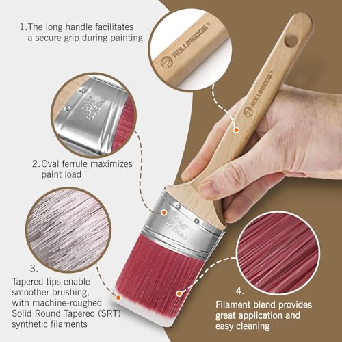 ROLLINGDOG 2.5 Inch Oval Angled Paint Brush - size: 2.5 Inch