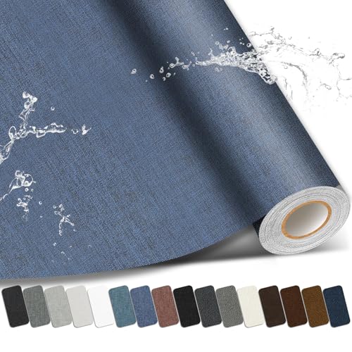 Fabric Repair Patch, Self Adhesive Couch Tape for Cloth Furniture - color: Linen Dark Blue, size: 3.5X79 Inch