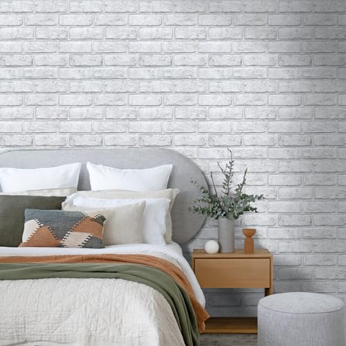 Commomy 3D Faux Brick Wall Panels Grey Spots White 11.8" x 11.8" - color: Brick-Grey Spots White