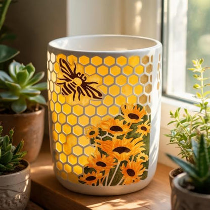 TIAMECH A4 Reusable Bee Honeycomb Sunflower Stencil for Painting - color: Bee Honeycomb Sunflower