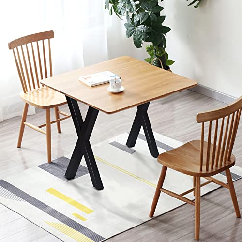 Taelakeni 28 Inch Metal Dining Desk Table Legs, Heavy Duty Industrial Style Table Leg with Adjustment Feet Pads, X Shape - color: Black, size: 28 IN