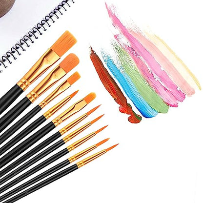 AROIC Acrylic Paint Brushes, 6 Packs / 60 pcs Nylon Hair Paint Brush Set - size: 60pcs-black