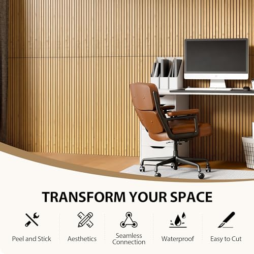 INMOZATA Peel and Stick Acoustic Wood Slat Wall Panels Nature Oak - color: Oak, size: 11.8"x23.6"
