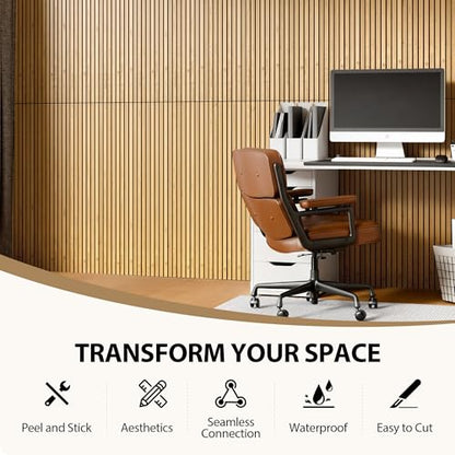 INMOZATA Peel and Stick Acoustic Wood Slat Wall Panels Nature Oak - color: Oak, size: 11.8"x23.6"
