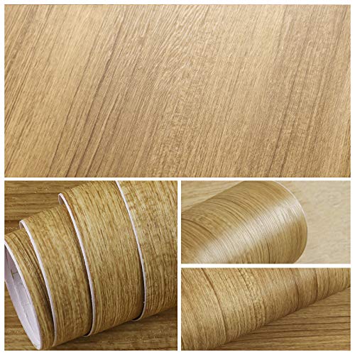 VEELIKE 15.7''x118'' Natural Brown Wood Contact Paper Peel and Stick Countertops Waterproof Wood Wallpaper for Cabinets Table Furniture Self Adhesive Removable Woodgrain Contact Paper for Countertops - size: 15.7" x 118"