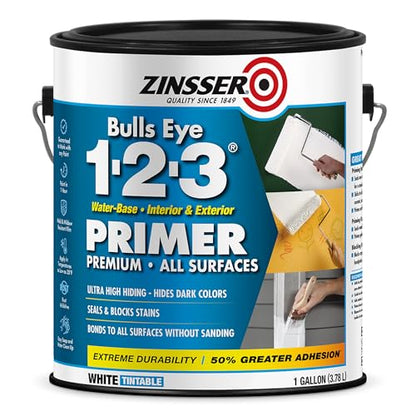 Zinsser 2001 Bulls Eye 1-2-3 All surface Primer, Gallon, White - color: White, size: Gallon (Pack of 1)