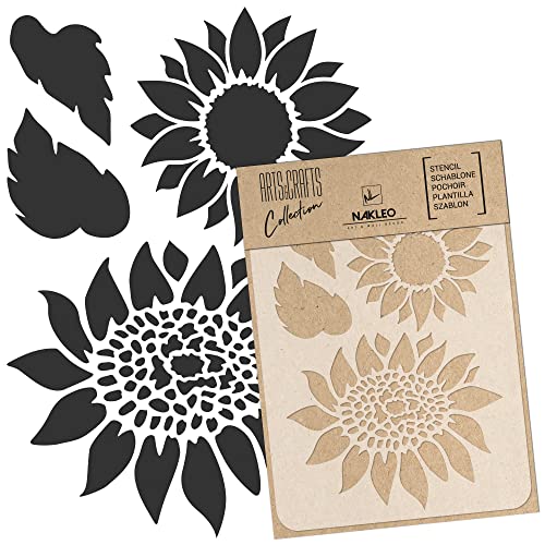 NAKLEO DIY Reusable Plastic Stencil - 21x30cm / 8.3” x 11.7” - Sunflowers Leaf Nature - Art Craft Wall Painting Pattern Template Scrapbooking Decoupage - Fabric Furniture Wood - color: Sunflower, size: A4