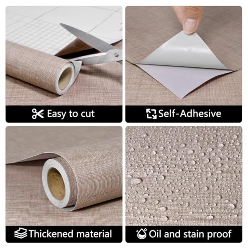 Grasscloth Peel and Stick Wallpaper 15.7"X120" Cinnamon Contact Paper - color: Cinnamon, size: 15.7" x 120"