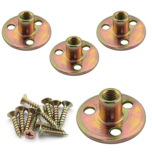 4pcs Furniture Mounting Plate Three-Hole Cylindrical Iron Plate Nut for Furniture Legs (M8 Metric Nut, 37mm Dia Plate, 16mm Height, 12mm Dia Rod) - size: M8