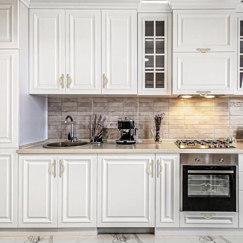 Brushed Gold & Brushed Nickel Cabinet Pulls Curved 3-3/4 Inch/96 mm 10 Pack - color: Brushed Brass & Brushed Nickel, size: 3-3/4 Inch Hole Center