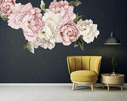 Floral Peonies Wall Decal, Peony Bouquet Flowers Removable Peel and Stick Wall Sticker