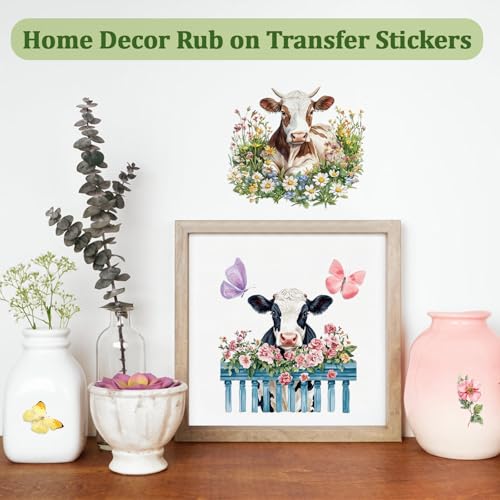 WANDIC 3 Sheets UV Rub on Transfer Stickers Ranch and Cattle Theme 3D Waterproof Decals for DIY Glass Cups Furniture Water Bottle Laptop Crafts,15 * 30cm - color: Ranch Cattle