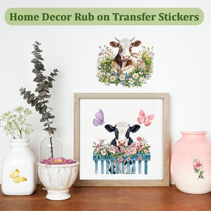WANDIC 3 Sheets UV Rub on Transfer Stickers Ranch and Cattle Theme 3D Waterproof Decals for DIY Glass Cups Furniture Water Bottle Laptop Crafts,15 * 30cm - color: Ranch Cattle