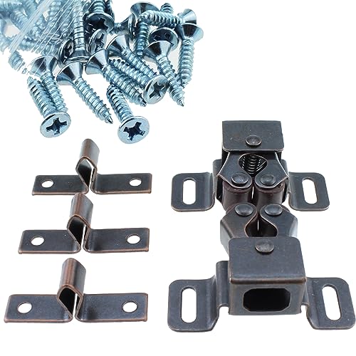 Double Roller Catch SQXBK 8PCS Red Antique Higher Foot Double Roller Catches with Screws for Kitchen Closet