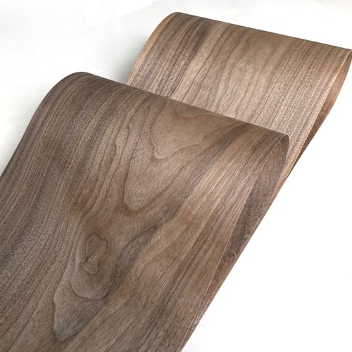 Natural Wood Veneer, Thin Veneer Sheets, Furniture/Boxes/Wooden Crafts Production and Renovation, Handmade DIY (Walnut) - color: Walnut / 11″ x 95″