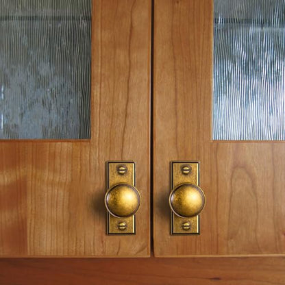 6Pack Antique Brass Cabinet Knob with Backplate Round Drawer Knob - color: Antique Brass, style: Plaquette