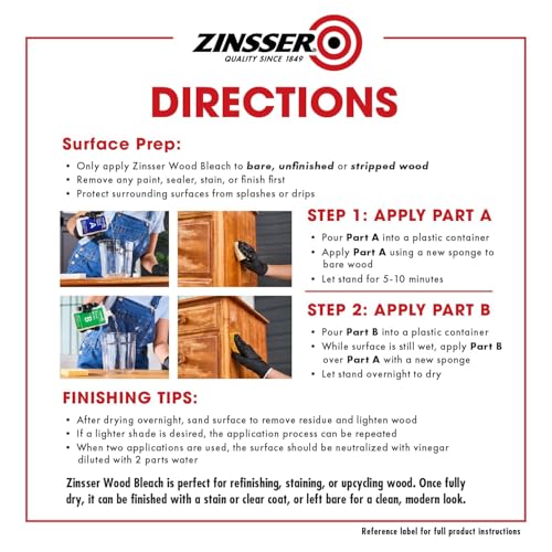 Zinsser Wood Bleach Kit, 2-Step Brightening System, Interior Wood Surfaces
