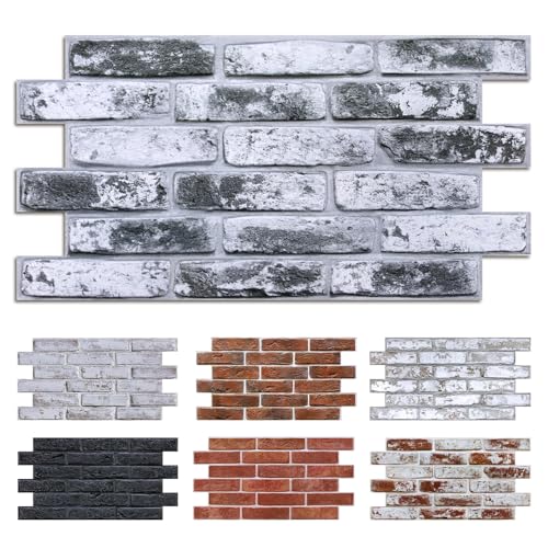 Commomy Faux Brick 3D Wall Panels Peel and Stick 12 pcs of 22.8" x 11.8" - color: Large Brick-B