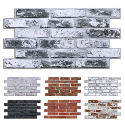 Commomy Faux Brick 3D Wall Panels Peel and Stick 12 pcs of 22.8" x 11.8" - color: Large Brick-B