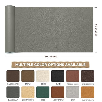 TIANLDD Leather Repair Tape，16x80 Inch Self Adhesive Leather Repair Patch，Leather Repair Kit for Furniture，Couches, Car Seats, Cabinets, Handbags(Dark Grey-Litchi Grain) - color: Dark Gray, size: 16" x 80"