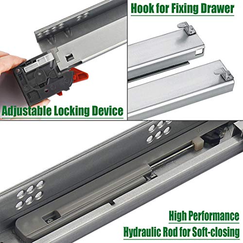 OCG Undermount Drawer Slides 18 inch (6 Pairs), Full Extension Soft Close Concealed Drawer Runners, Come with Mounting Screws and Brackets - size: 18 Inch