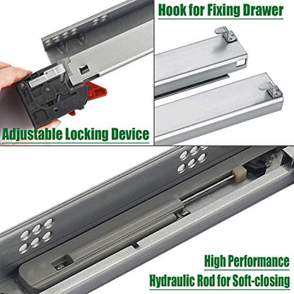 OCG Undermount Drawer Slides 15 inch (6 Pairs), Full Extension Soft Close Concealed Drawer Runners, Come with Mounting Screws and Brackets - size: 15 Inch