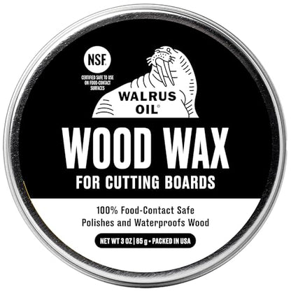 WALRUS OIL - Wood Wax, 3 oz Can, FDA Food-Safe, Cutting Board Wax and Board Cream