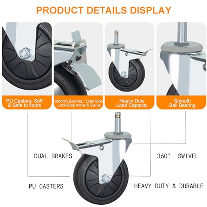 Stem Casters, 7/16" x 1-3/8" Swivel Casters (With Brake, 3 Inch) - color: With Brake, size: 3 Inch
