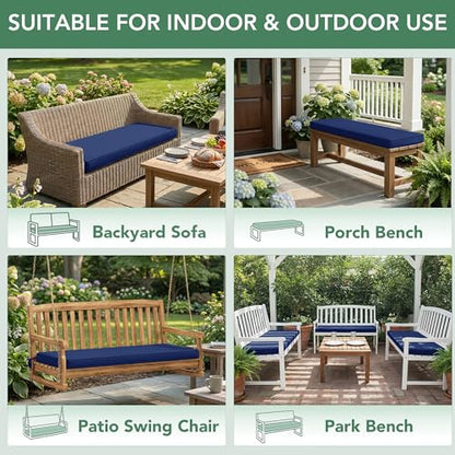 Summsun Outdoor Bench Cushion Pad, 42 x 18 x 3 Inch, Navy Blue - color: Navy, size: 42x18x3 Inch