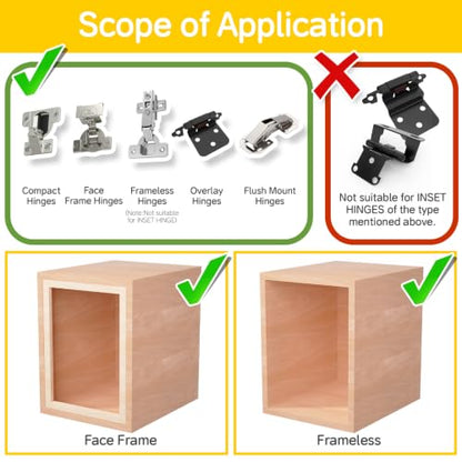 Onemake 2 Pack Soft Close Motion Damper, Smooth Slow Closing, Cabinet Buffer Adapter, Replacement Hardware, Hidden Concealed Mechanism for Overlay Hinges/Face Frame/Frameless/Compact Hinges, 35N