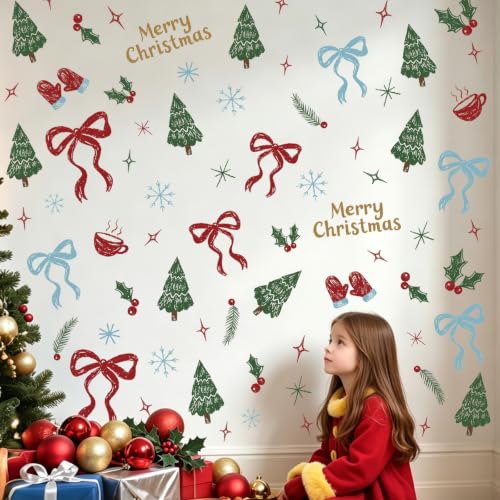 Merry Christmas Tree Wall Decals, 6 Sheet 80 Pcs - color: Christmas Tree