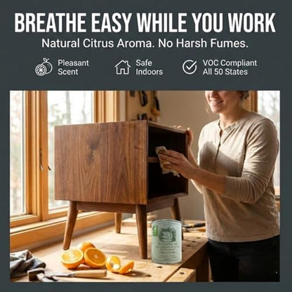 Sutherland Welles Botanical Polymerized Tung Oil Wood Finish - High Lustre Sealer for Furniture & Cutting Boards - Low VOC Citrus Solvent Made in USA 32 OZ