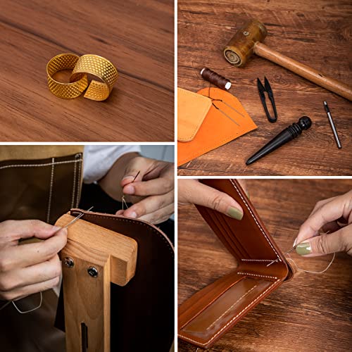 WUTA Leather Sewing Kit, Leather Stitching Kit with Sewing Awl, Needles, Waxed Thread, Upholstery Repair Kit, Heavy Duty Sewing Tools for Hand Stitching Car Seats, Sofa, Carpets, Shoes, DIY Craft - color: Set b