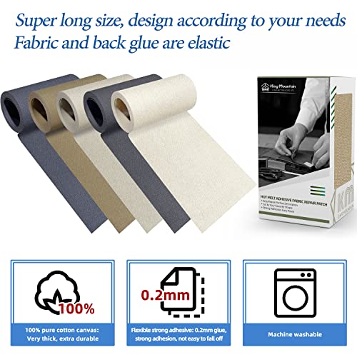 KING MOUNTAIN Canvas Iron on Patch,3"×60",Waterproof 100% Cotton Fabric Repair Patch,Used for Various Sofa,Tent,Clothes,Seats,Suitcases (Camel) - color: Camel Canvas, size: 3"x60"