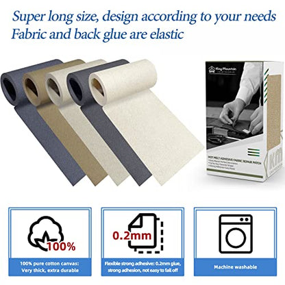 KING MOUNTAIN Canvas Iron on Patch,3"×60",Waterproof 100% Cotton Fabric Repair Patch,Used for Various Sofa,Tent,Clothes,Seats,Suitcases (Camel) - color: Camel Canvas, size: 3"x60"