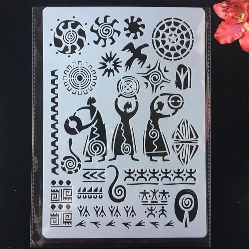 TIAMECH A4 Reusable Ancient Man Stencil for Painting - style: Ancient Man
