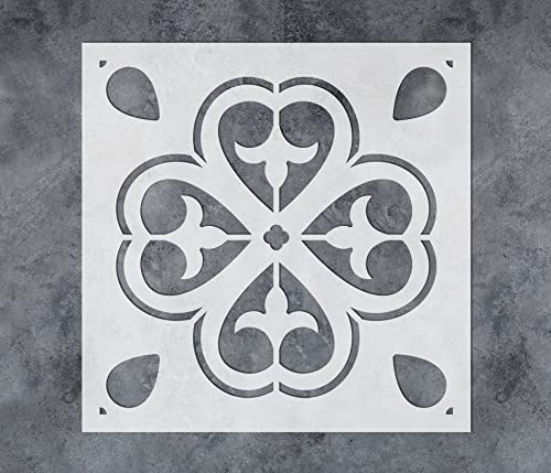 GSS Designs Reusable Flower Tile Stencils 12x12Inch DIY Flower Wall Stencils Template for Floor Stencils for Painting Cement Furniture Bathroom Floor Patio and More - style: Style 4