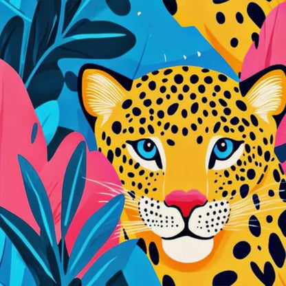 HOMETITUTE Tropical Leopard Peel and Stick Wallpaper 118.1 x 17.7 Inch - color: Tropical Leopard Face