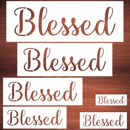 Large Blessed Stencils for Painting - 6 Pack Blessed Stencil Templates for Painting on Wood, Reusable Letter Stencils for Chalkboard Wood Crafts Signs & Home Front Door Mat Decorations - style: Blessed