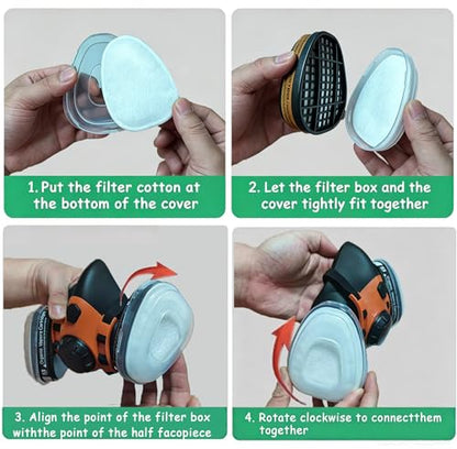 Reusable Silicone Half Face Respirator Mask with A1 Filters for Painting